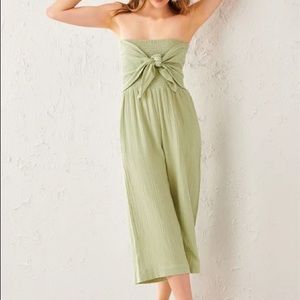 Charlie Paige Beige Lucia Tie-Front Jumpsuit